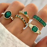 Conjunto de Anillos de Oro Esmeralda Zarina