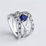 Conjunto de Anillos de Zafiro Plateado