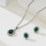 Conjunto de Joyería Minimalista Plata Verde