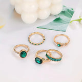 Conjunto de Anillos de Oro Esmeralda Zarina